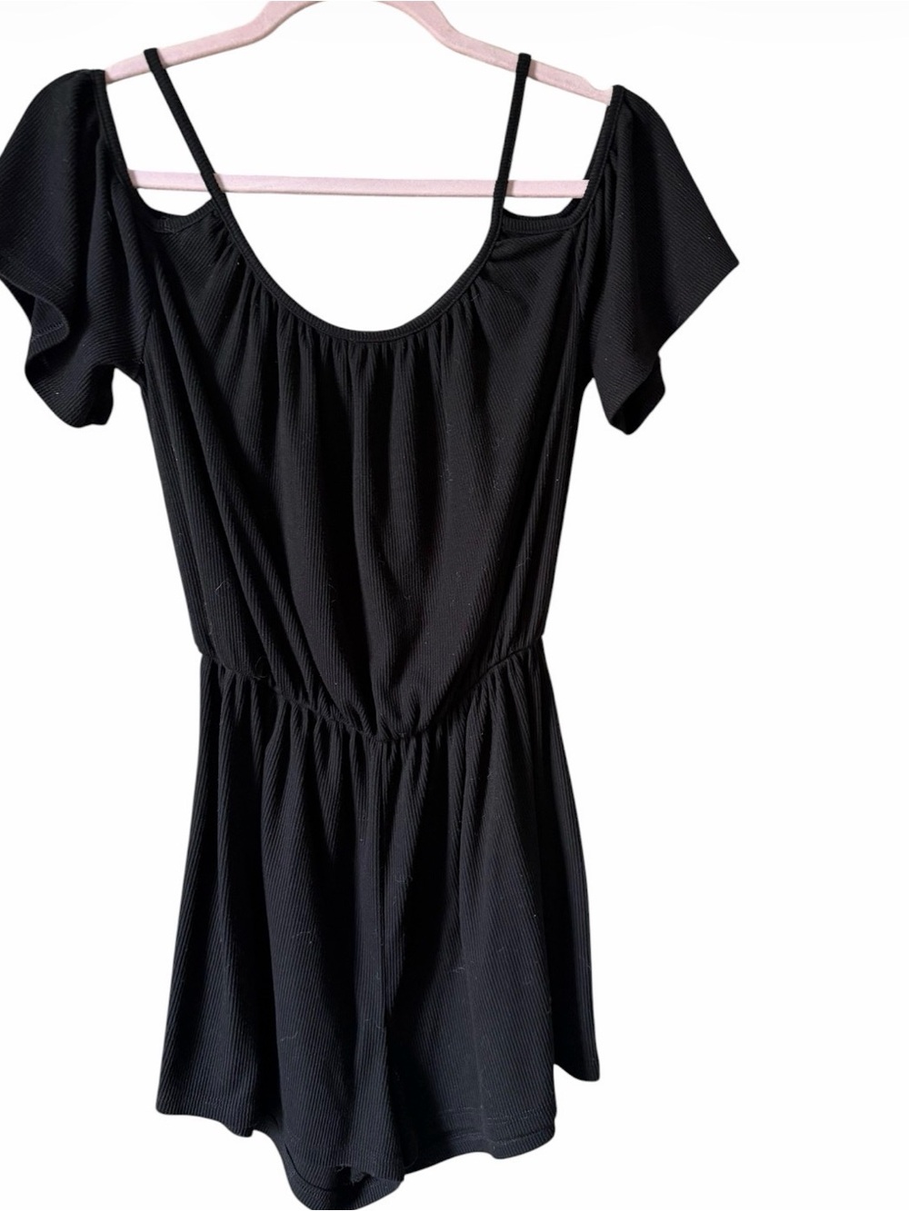 Black Off-Shoulder Short Romper